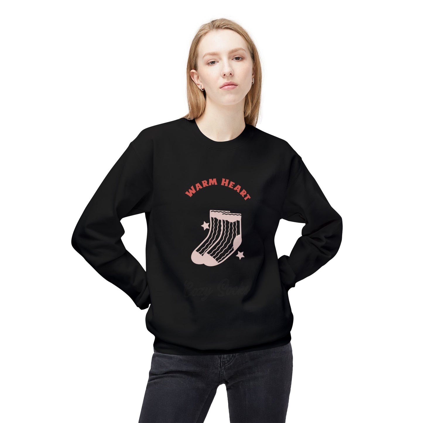 Warm Heart Cozy Socks Sweatshirt | Unisex Fleece Crewneck for Gift, Comfort Wear, Cozy Apparel, Holiday Wardrobe, Lounge Wear - MaisonThreadory
