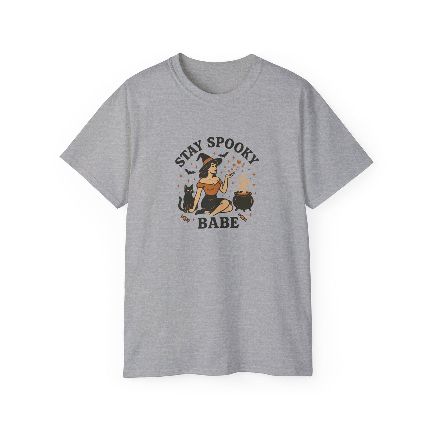Spooky Halloween Unisex Tee, Stay Spooky Babe Shirt, Plus Size Halloween T-Shirt, Cute Witch Tee, Fall Festive Apparel