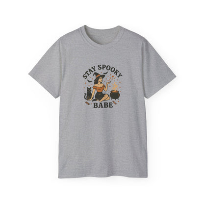 Spooky Halloween Unisex Tee, Stay Spooky Babe Shirt, Plus Size Halloween T-Shirt, Cute Witch Tee, Fall Festive Apparel