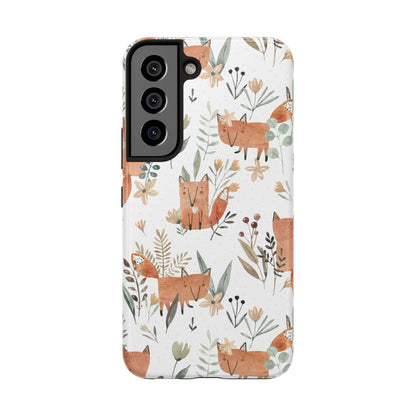 Floral Fox Phone Case, Tough Phone Cases for Nature Lovers, Cute Animal Phone Cover, Gift for Friends, Wildflower Design