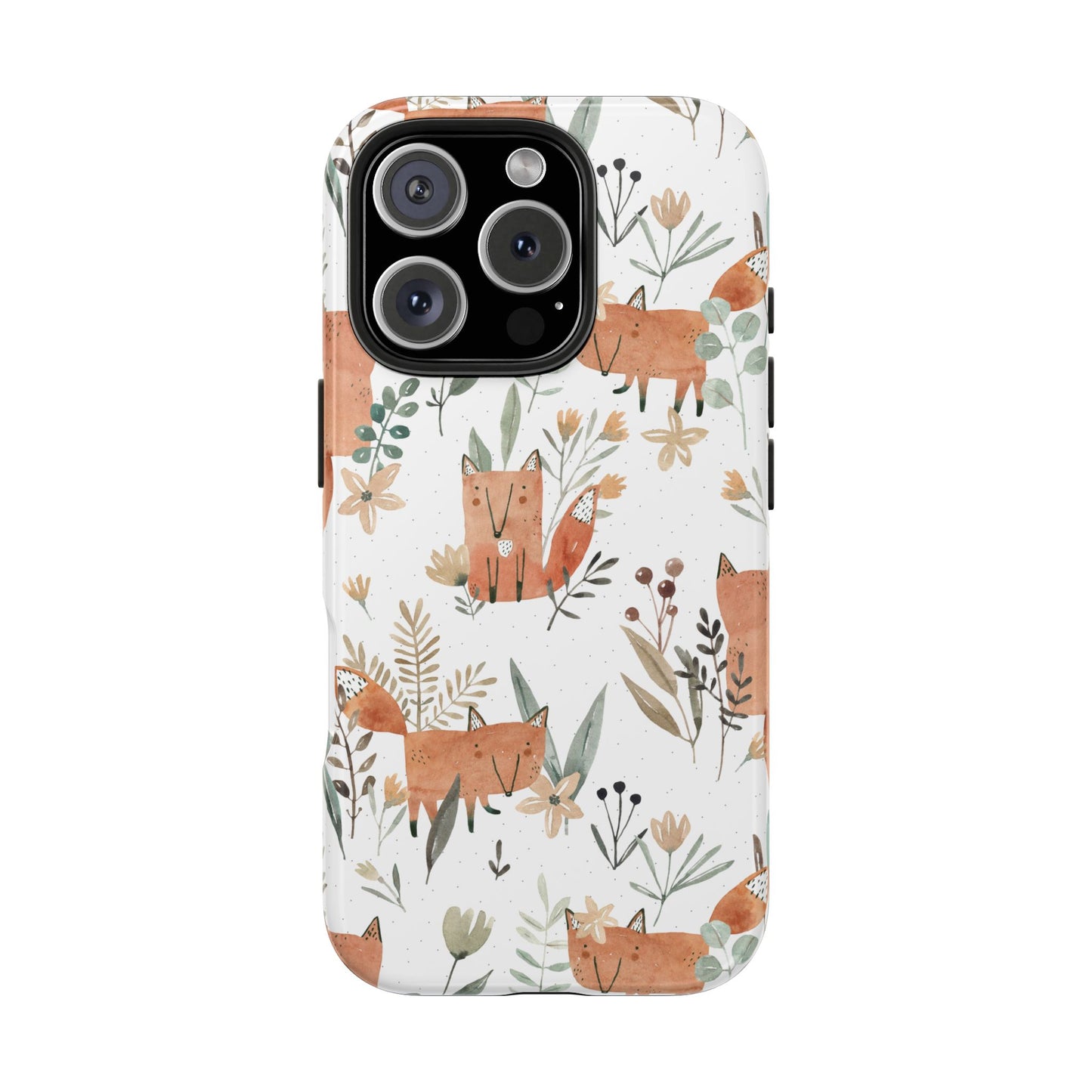 Floral Fox Phone Case, Tough Phone Cases for Nature Lovers, Cute Animal Phone Cover, Gift for Friends, Wildflower Design