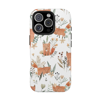 Floral Fox Phone Case, Tough Phone Cases for Nature Lovers, Cute Animal Phone Cover, Gift for Friends, Wildflower Design