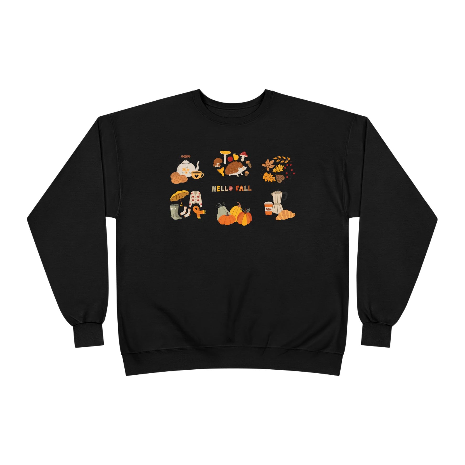 Cozy Fall Sweatshirt - Hello Fall Design, Unisex Fall Apparel, Eco-Friendly Sweater, Perfect for Autumn Celebrations, Gift for Nature Lovers - MaisonThreadory