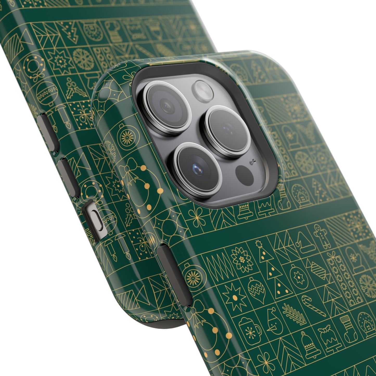 Magnetic Impact-Resistant Phone Case — Dark Green Geometric Pattern