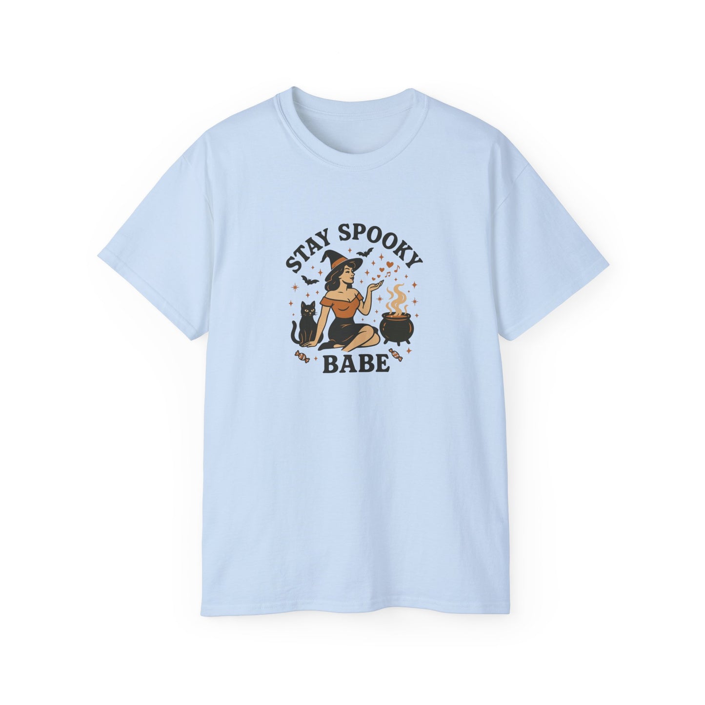 Spooky Halloween Unisex Tee, Stay Spooky Babe Shirt, Plus Size Halloween T-Shirt, Cute Witch Tee, Fall Festive Apparel