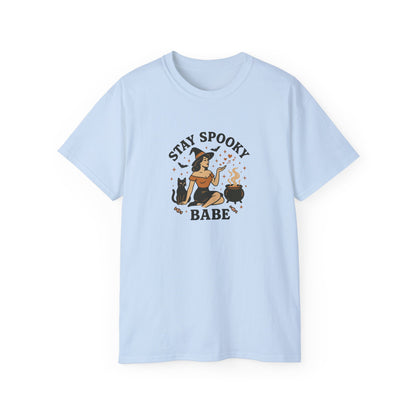 Spooky Halloween Unisex Tee, Stay Spooky Babe Shirt, Plus Size Halloween T-Shirt, Cute Witch Tee, Fall Festive Apparel