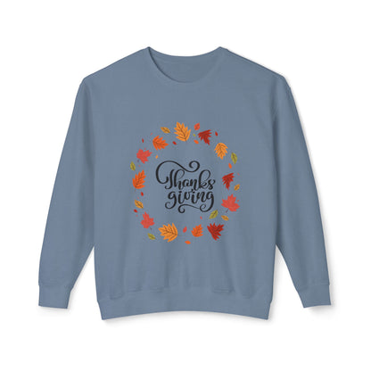 Thanksgiving Lightweight Crewneck Sweatshirt, Cozy Fall Apparel, Autumn Fashion, Gift for Her, Seasonal Style - MaisonThreadory