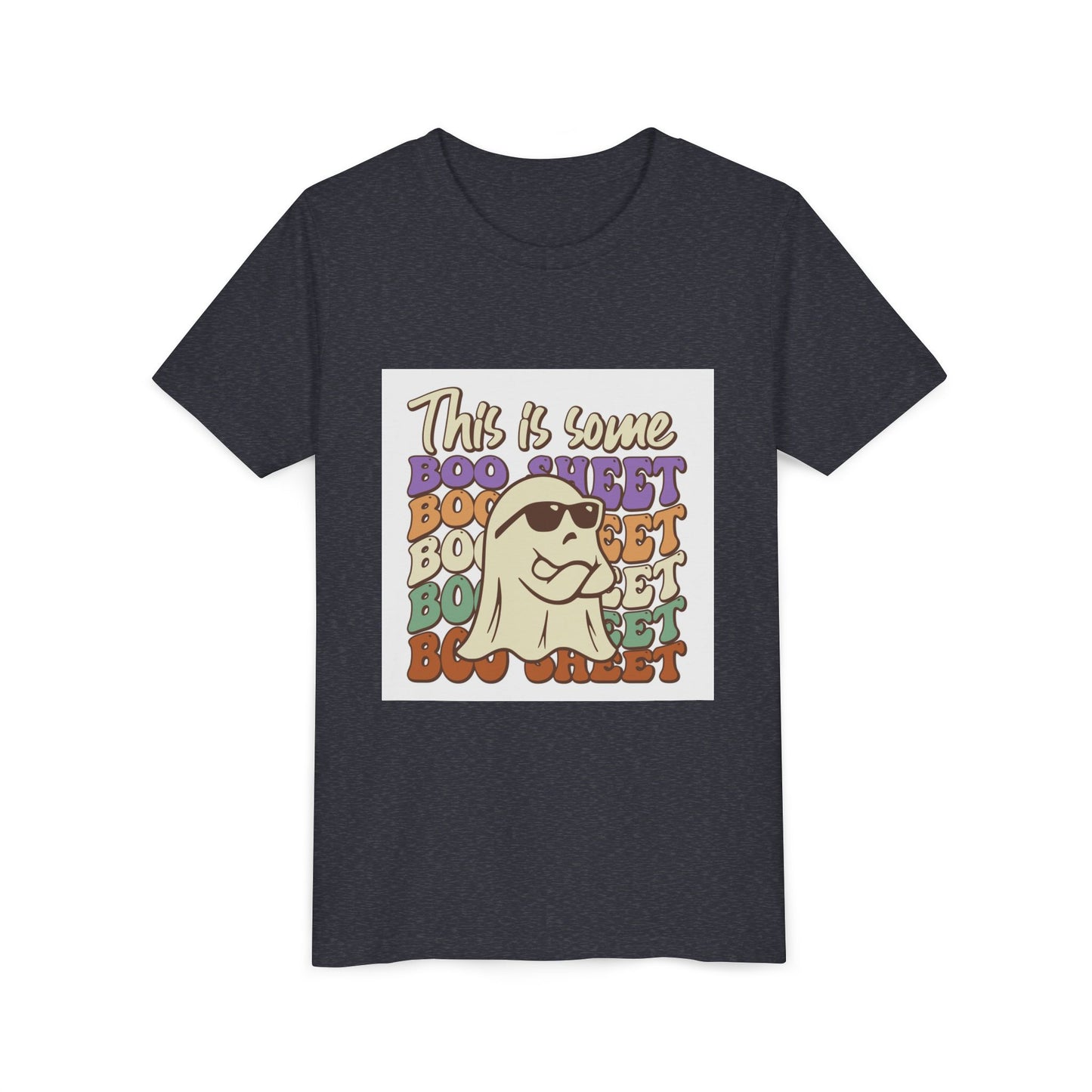 Youth Short Sleeve Tee with Fun Boo Sheet Design, Cool Summer Top, Humorous Kids Apparel, Gift for Halloween, Casual Wear, Playful T-Shirt - MaisonThreadory