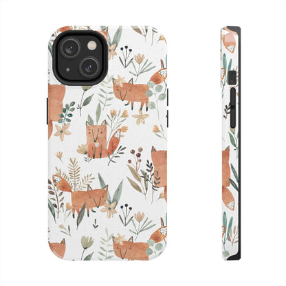 Floral Fox Phone Case, Tough Phone Cases for Nature Lovers, Cute Animal Phone Cover, Gift for Friends, Wildflower Design