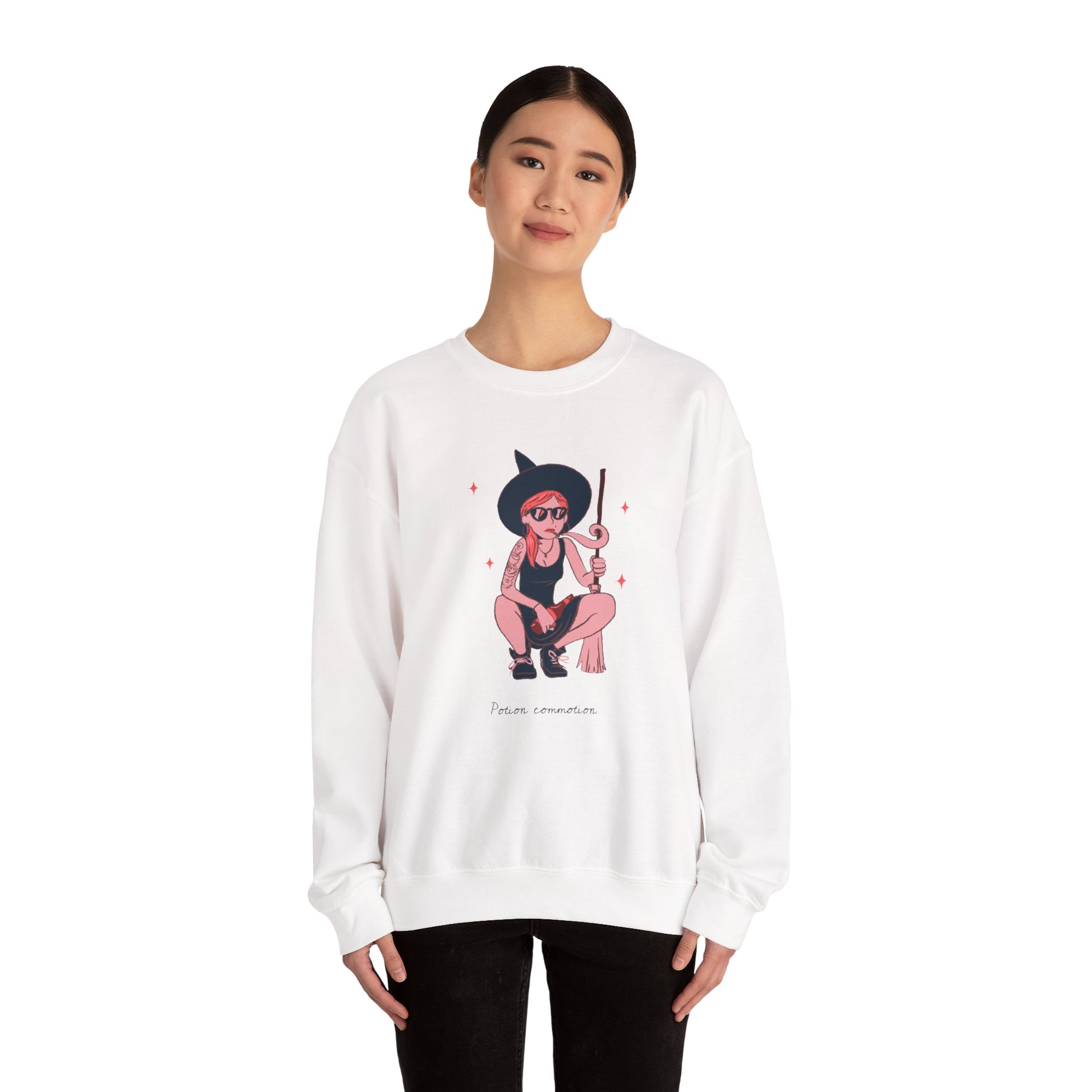 Witchy Vibes Crewneck Sweatshirt, Cozy Fashion, Unisex Sweatshirt, Gift for Her, Casual Wear, Halloween Apparel - MaisonThreadory