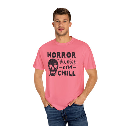 Horror Movies and Chill T-Shirt, Perfect for Halloween, Movie Nights, Gifts for Horror Fans, Unisex Graphic Tee, Soft Cotton Casual Wear