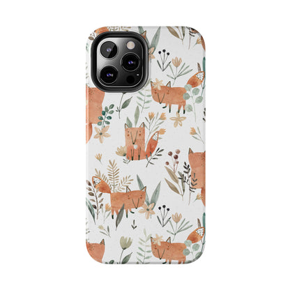 Floral Fox Phone Case, Tough Phone Cases for Nature Lovers, Cute Animal Phone Cover, Gift for Friends, Wildflower Design