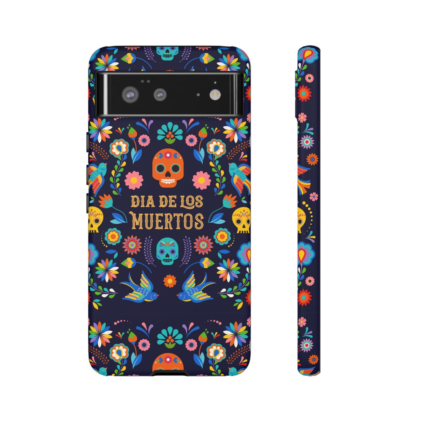 Colorful Dia de los Muertos Phone Case, Skull Design, Floral Phone Cover, Sugar Skull Accessories, Day of the Dead Gift