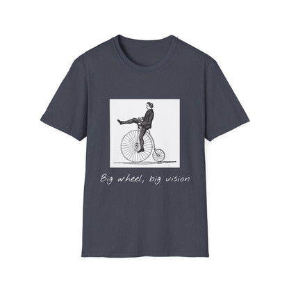 Vintage-Inspired Graphic Tee: "Big Wheel, Big Vision" Unisex Softstyle T-Shirt, Casual Outfit, Funny Gift, Bicycle Lover's Apparel, [...]