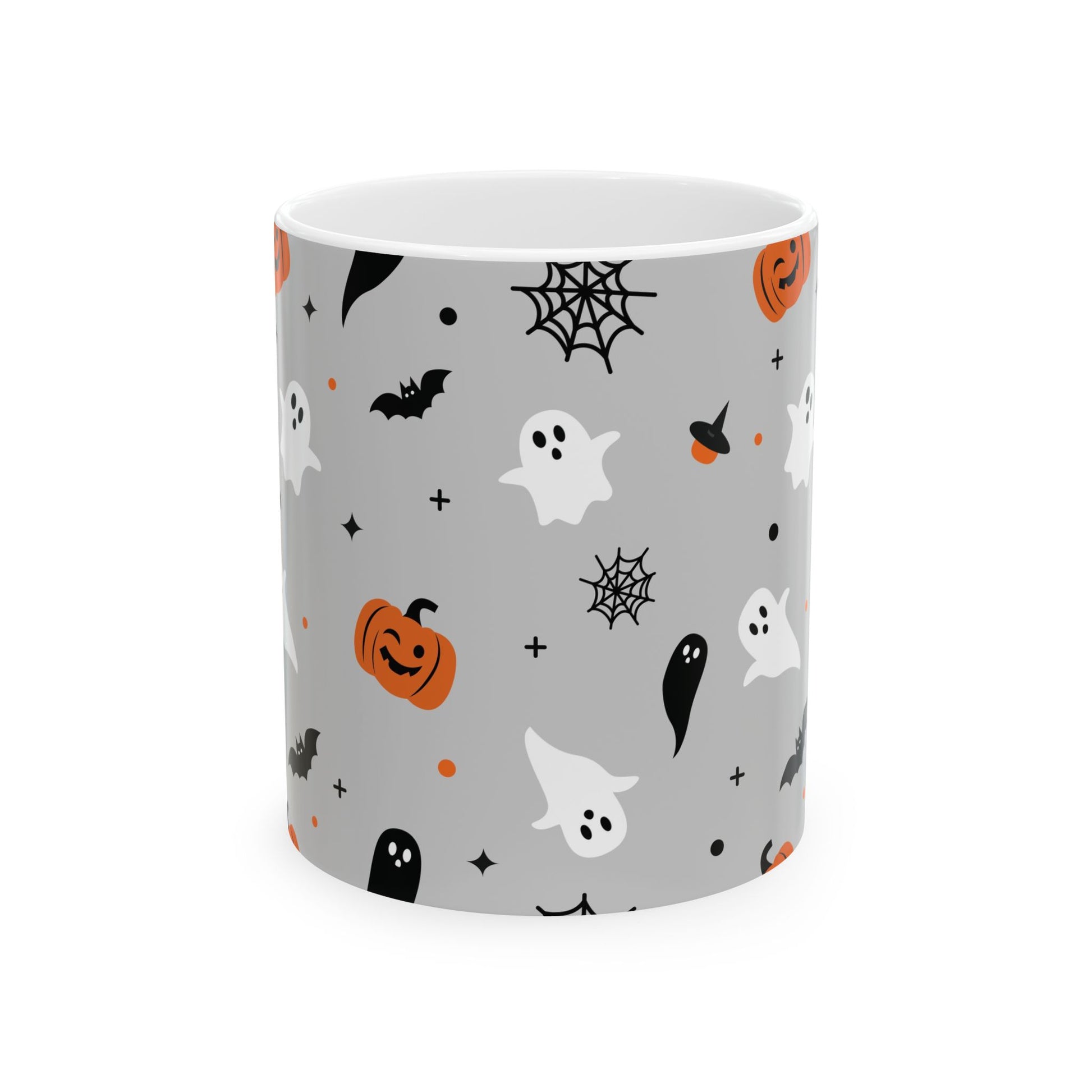 Spooky Halloween Ceramic Mug, Ghosts & Pumpkins Coffee Cup, Cute Halloween Decor, Holiday Gift for Witch Lovers, Autumn Drinkware - MaisonThreadory