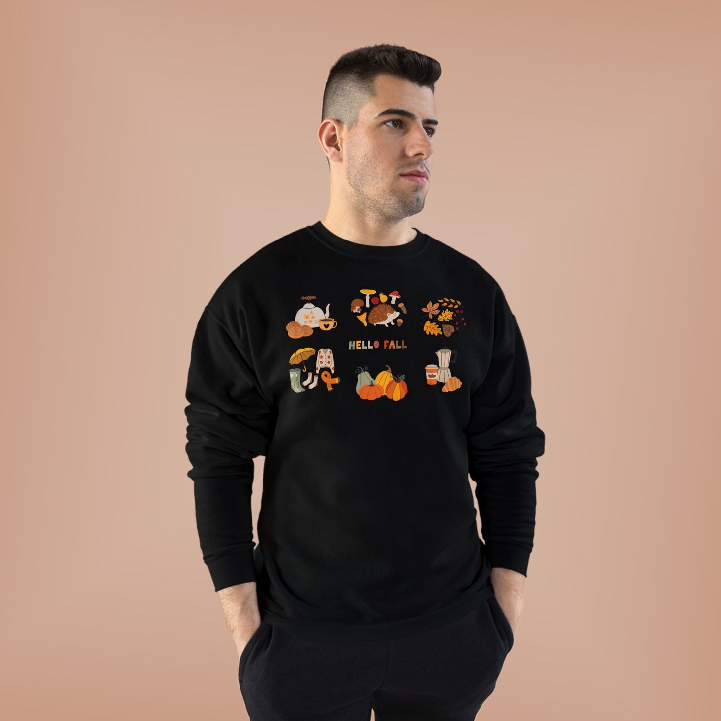 Cozy Fall Sweatshirt - Hello Fall Design, Unisex Fall Apparel, Eco-Friendly Sweater, Perfect for Autumn Celebrations, Gift for Nature Lovers - MaisonThreadory