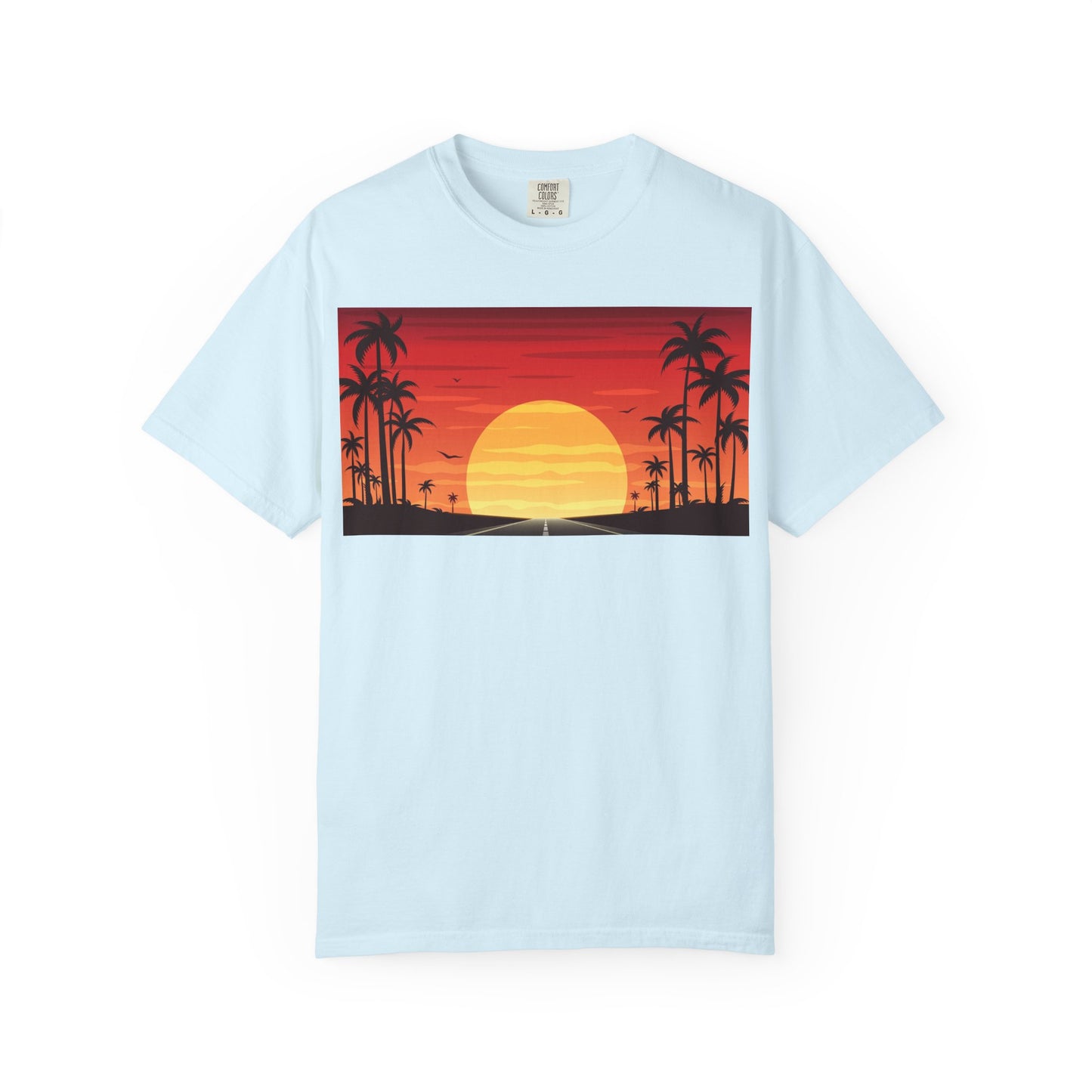 Sunset Palm Beach T-Shirt — Retro Tropical Sunset Graphic