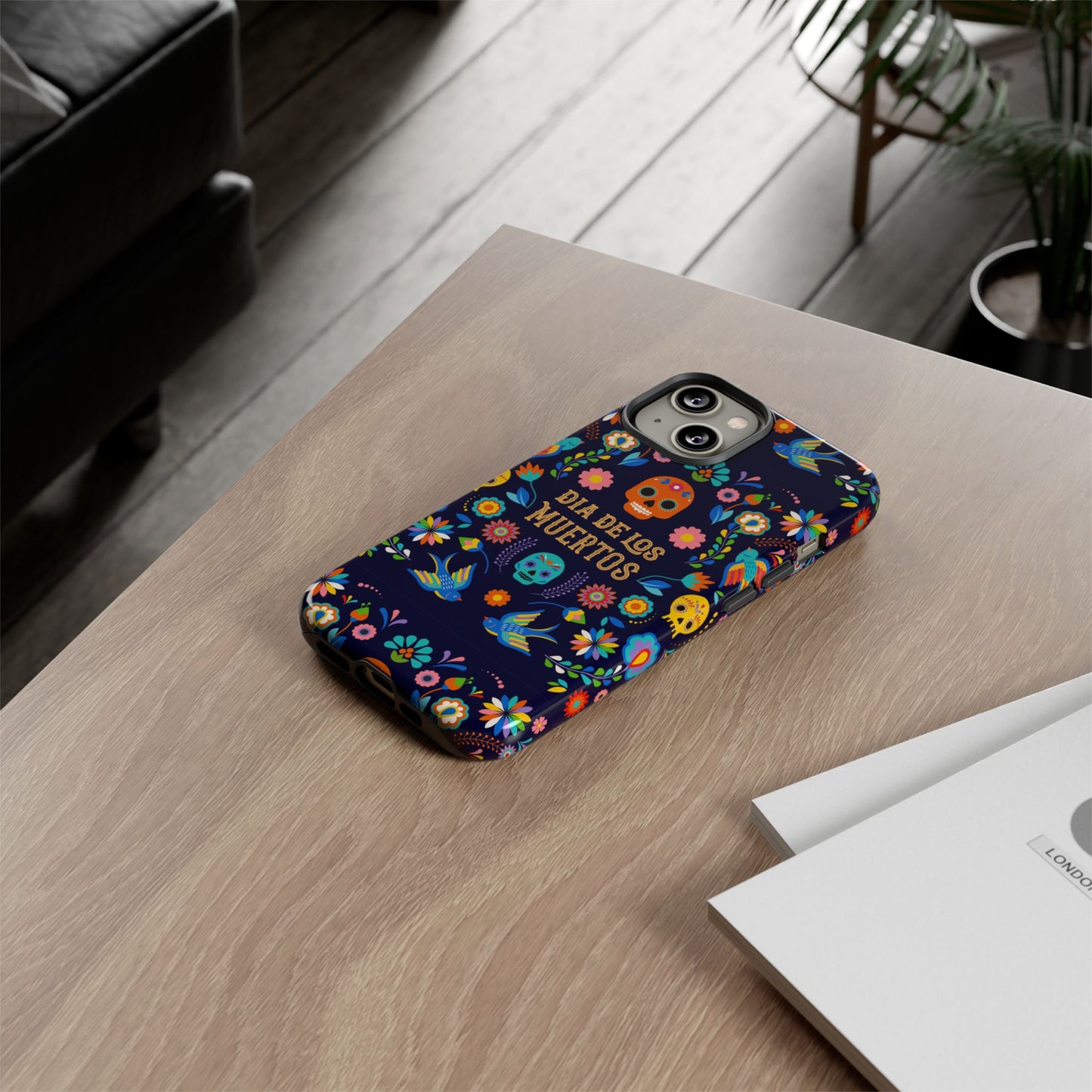 Colorful Dia de los Muertos Phone Case, Skull Design, Floral Phone Cover, Sugar Skull Accessories, Day of the Dead Gift