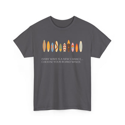 Surf Vibes Unisex Heavy Cotton Tee | Chill Beachwear, Casual Summer Shirt, Gift for Surf Lovers, Vacation Outfit, Everyday Wear - MaisonThreadory
