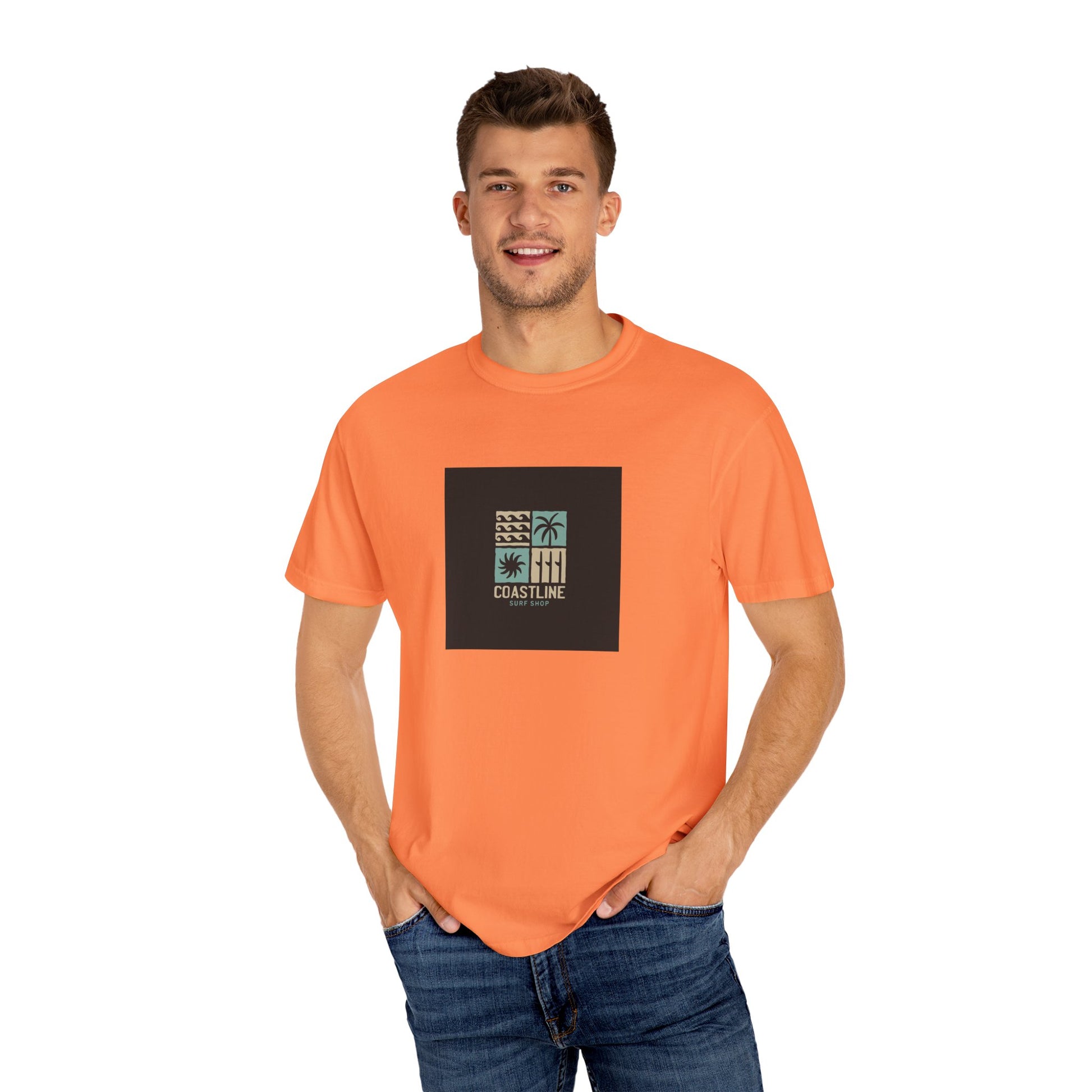 Coastline T-Shirt, Unisex Garment-Dyed Tee, Casual Summer Wear, Coastal Vibes, Beach Day Apparel, Vacation Essential - MaisonThreadory