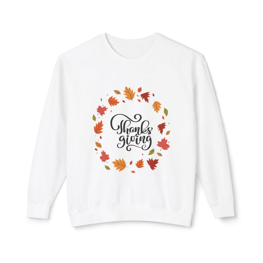 Thanksgiving Lightweight Crewneck Sweatshirt, Cozy Fall Apparel, Autumn Fashion, Gift for Her, Seasonal Style - MaisonThreadory