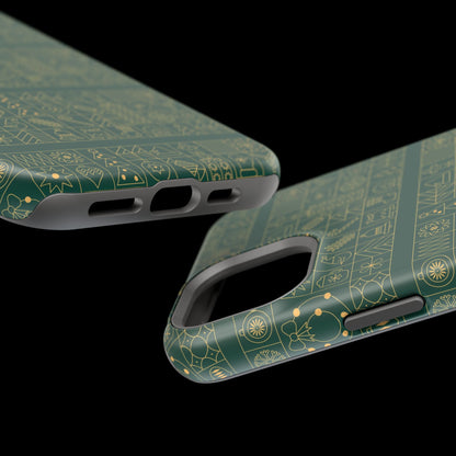 Magnetic Impact-Resistant Phone Case — Dark Green Geometric Pattern