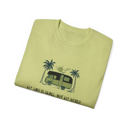 Vast World Van Tee, Travel T-Shirt, Adventure Tee, Camping Gift, Road Trip Shirt, Nature Lover Apparel - MaisonThreadory