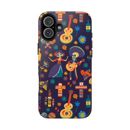 Colorful Dia de los Muertos Phone Case, Tough Case for Halloween, Gift for Music Lovers, Floral Phone Cover, Sugar Skull Art