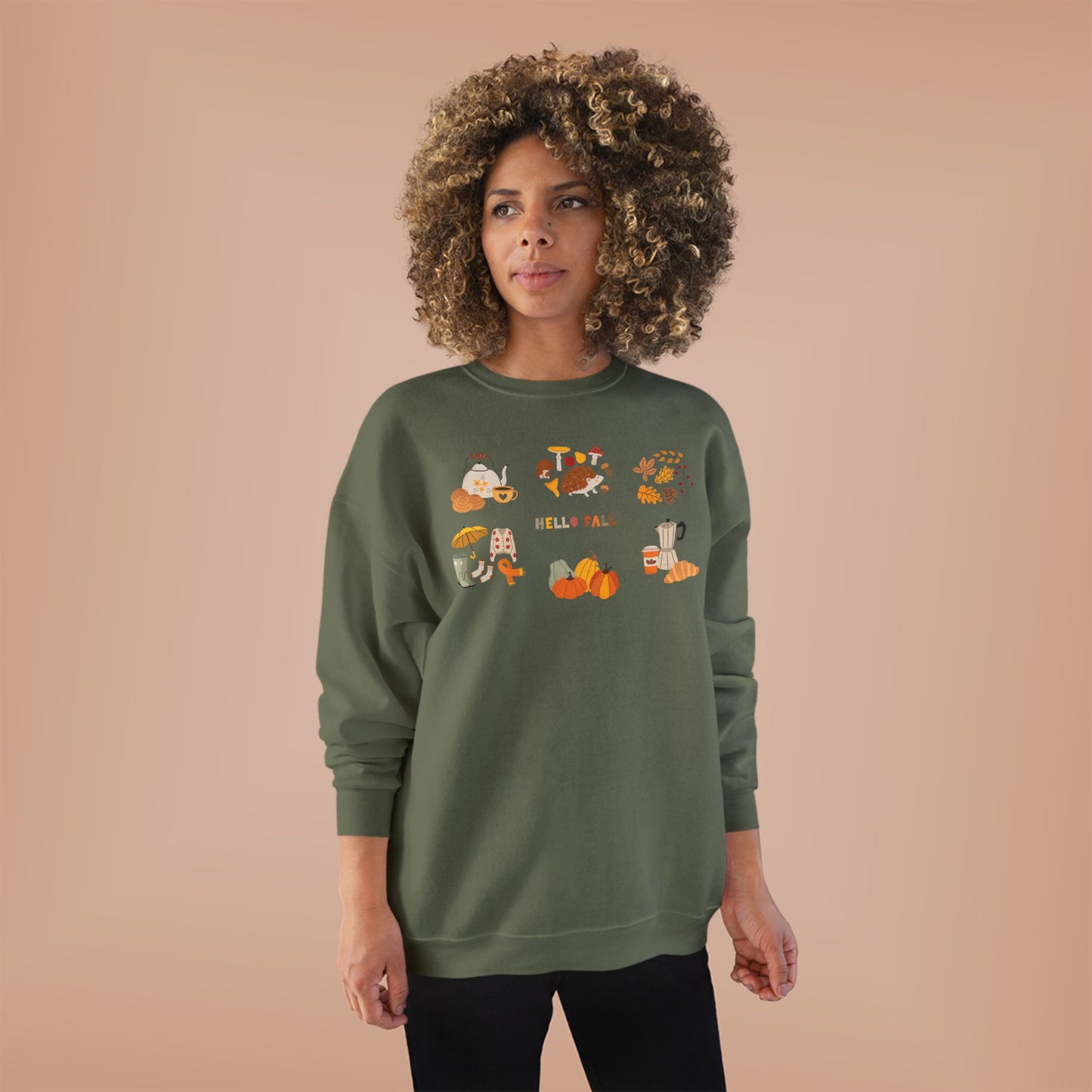 Cozy Fall Sweatshirt - Hello Fall Design, Unisex Fall Apparel, Eco-Friendly Sweater, Perfect for Autumn Celebrations, Gift for Nature Lovers - MaisonThreadory