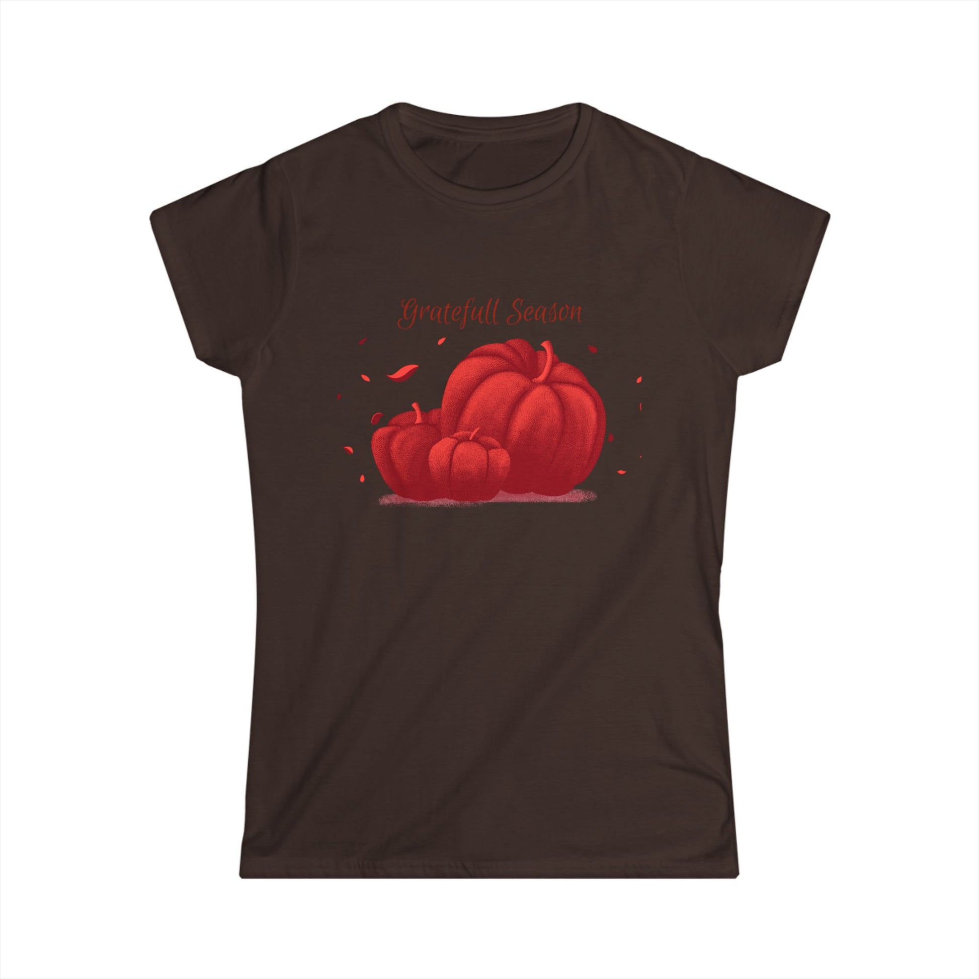Thankful Season Women's Softstyle Tee, Fall T-Shirt, Thanksgiving Apparel, Pumpkin Graphic Tee, Autumn Outfit - MaisonThreadory