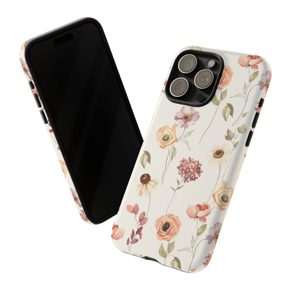 Floral Phone Case, Cute Flower Cover, Botanical Tough Case, Protective Smartphone Shell, Chic Floral Design, Trendy iPhone Case