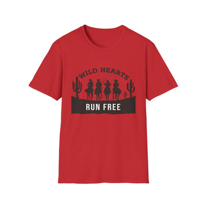 Wild Hearts Run Free T‑Shirt — Western Cowboy Rodeo Graphic Tee