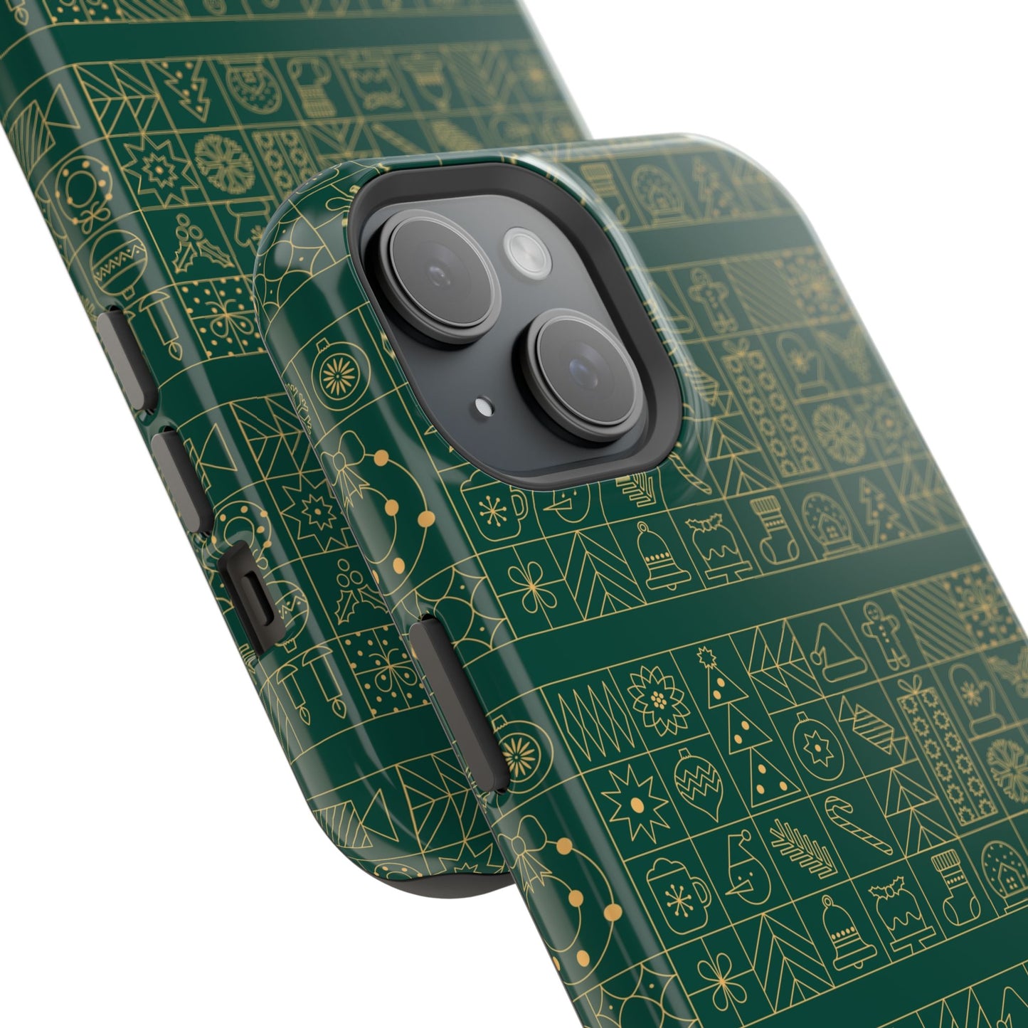 Magnetic Impact-Resistant Phone Case — Dark Green Geometric Pattern