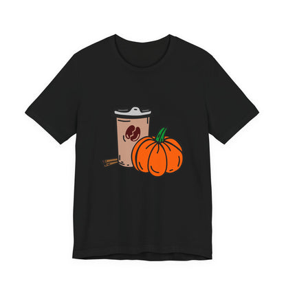 Fall Vibes Pumpkin Coffee Tee, Autumn Pumpkin Shirt, Cozy Casual Tee, Thanksgiving Gift, Unisex Fall Apparel - MaisonThreadory
