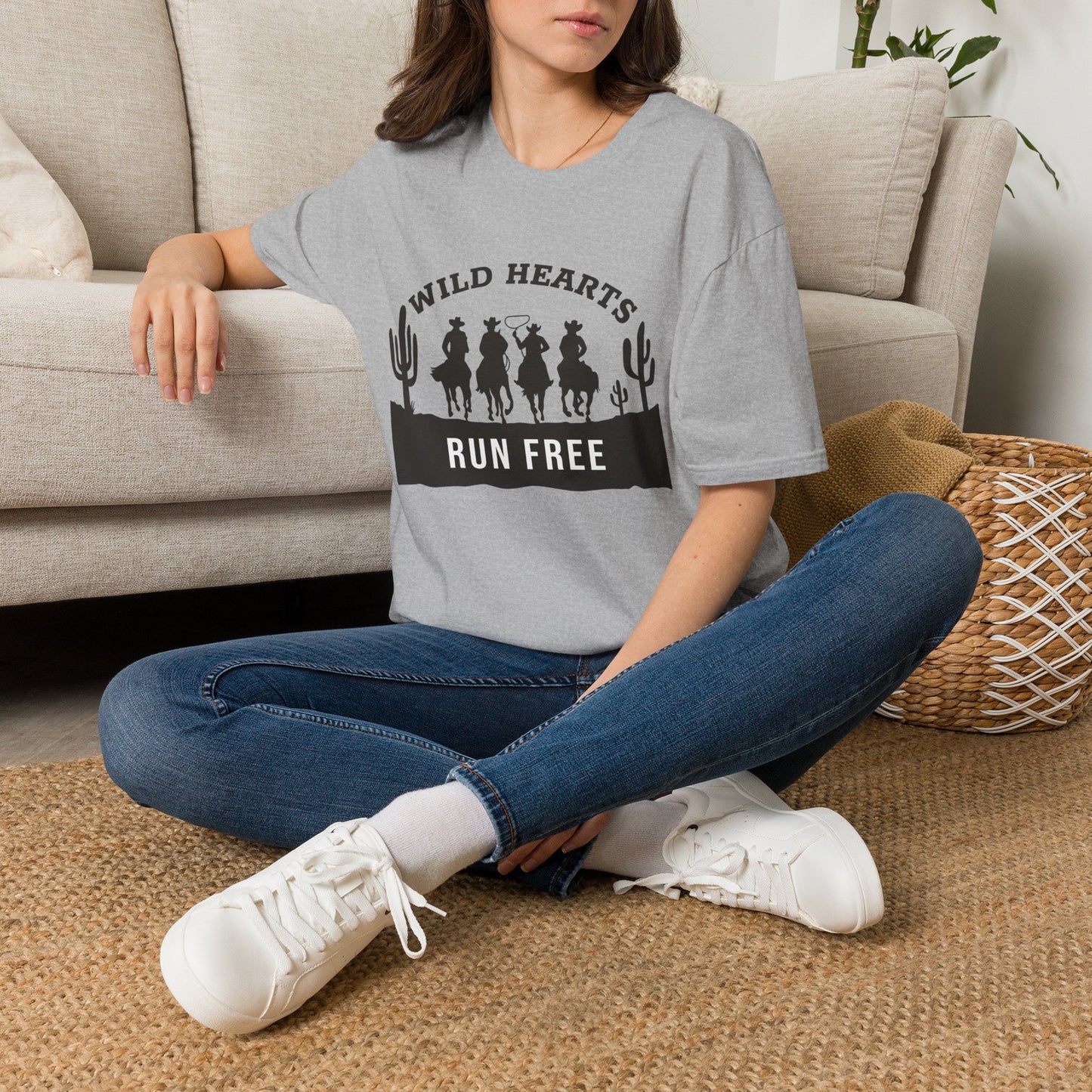 Wild Hearts Run Free T‑Shirt — Western Cowboy Rodeo Graphic Tee