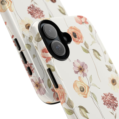 Floral Phone Case, Cute Flower Cover, Botanical Tough Case, Protective Smartphone Shell, Chic Floral Design, Trendy iPhone Case