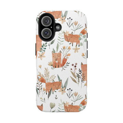Floral Fox Phone Case, Tough Phone Cases for Nature Lovers, Cute Animal Phone Cover, Gift for Friends, Wildflower Design