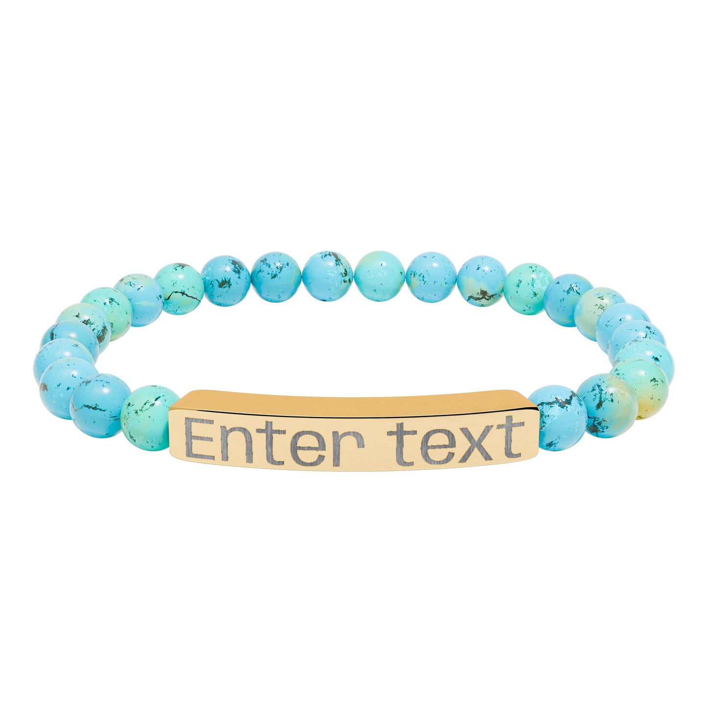 Engravable Natural Stone Bead Bracelet — Personalized Bar Bracelet