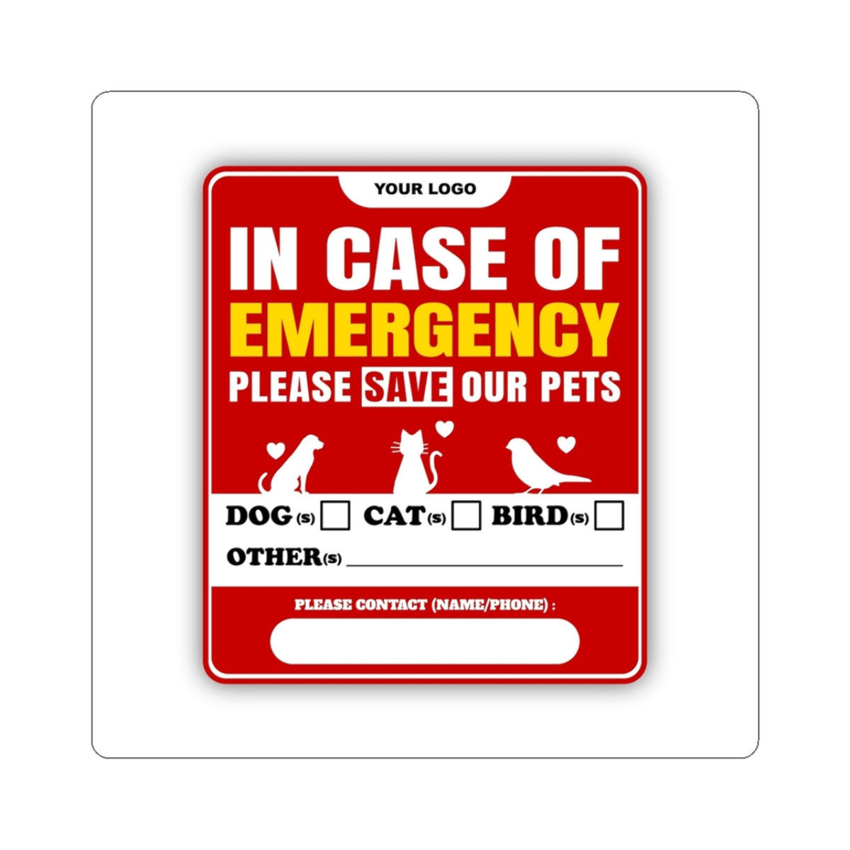 Emergency Pet Care Kiss-Cut Stickers, Pet Safety Sticker, Animal Rescue Decal, Emergency Plan Reminder, Pet Care Gifts - MaisonThreadory