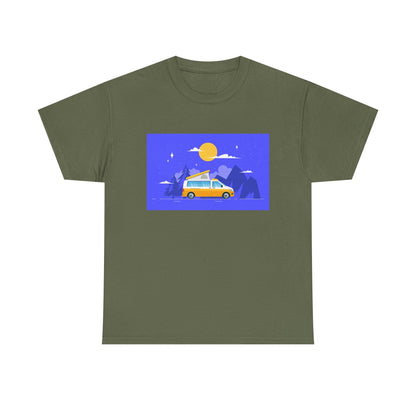 Vintage Van Adventure Tee, Unisex Heavy Cotton Tee, Summer Road Trip Shirt, Camping T-Shirt, Travel Gift, Outdoor Enthusiasts - MaisonThreadory