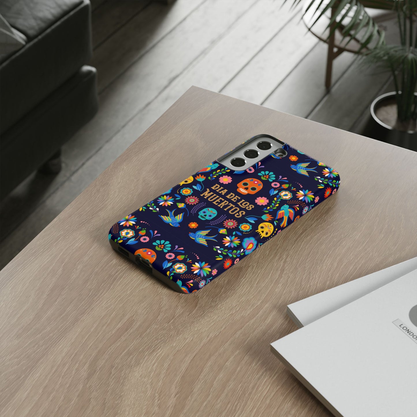 Colorful Dia de los Muertos Phone Case, Skull Design, Floral Phone Cover, Sugar Skull Accessories, Day of the Dead Gift