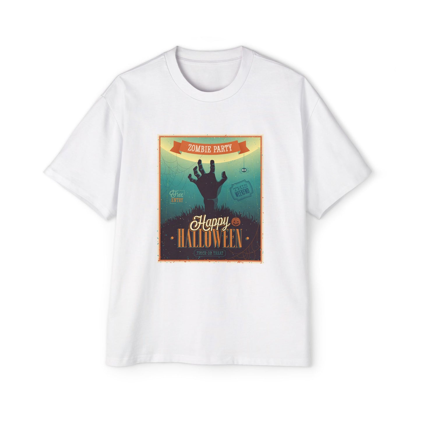 Halloween Zombie Party Oversized Tee, Funny Costume Shirt, Men's Graphic Tee, Spooky Apparel, Halloween Gift, Casual Wear