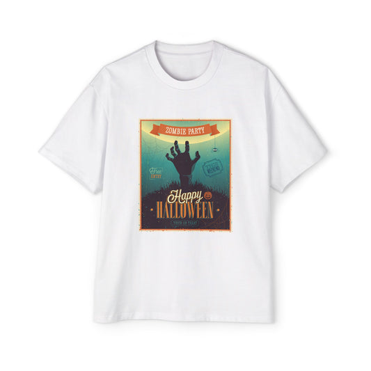 Halloween Zombie Party Oversized Tee, Funny Costume Shirt, Men's Graphic Tee, Spooky Apparel, Halloween Gift, Casual Wear