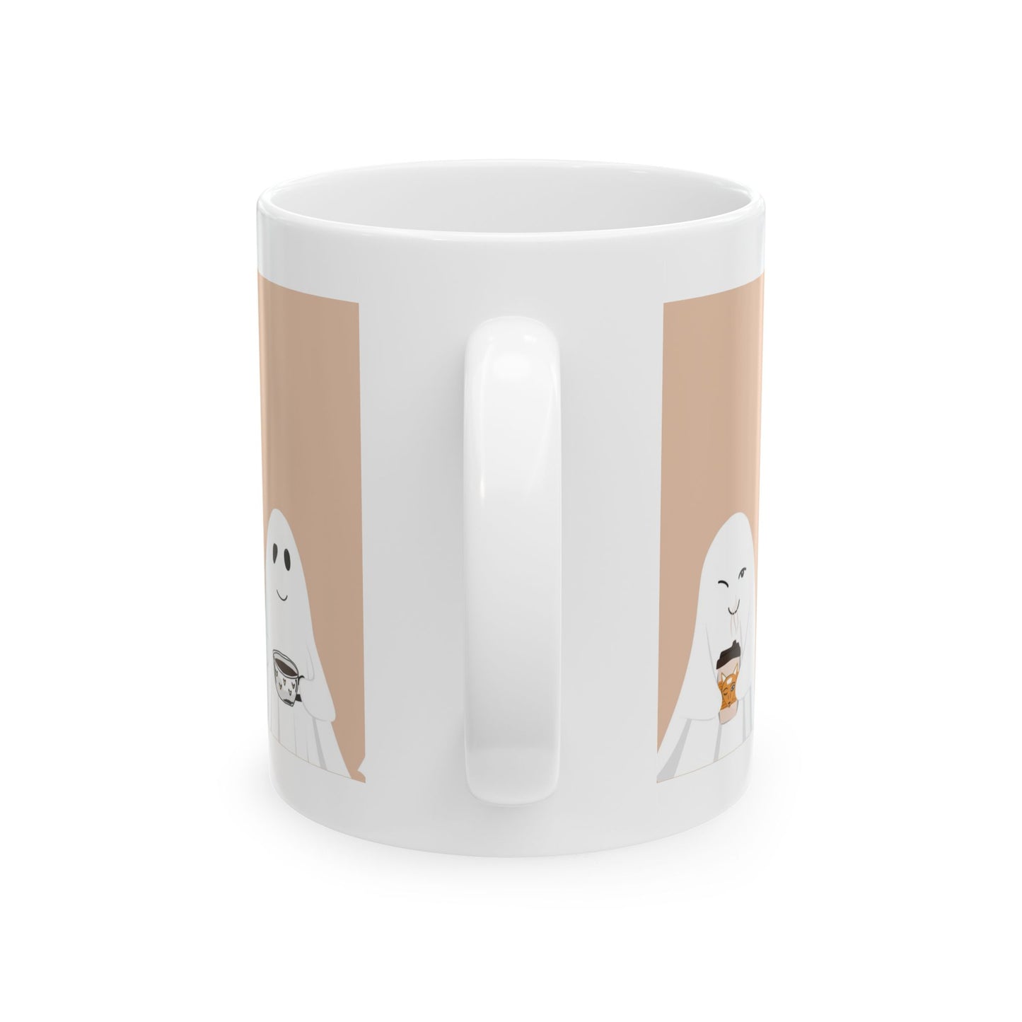 Cute Ghosts Ceramic Mug for Coffee Lovers, Cute Halloween Mug, Adorable Ghost Cup, Gift for Friends, Whimsical Kitchen Decor - MaisonThreadory