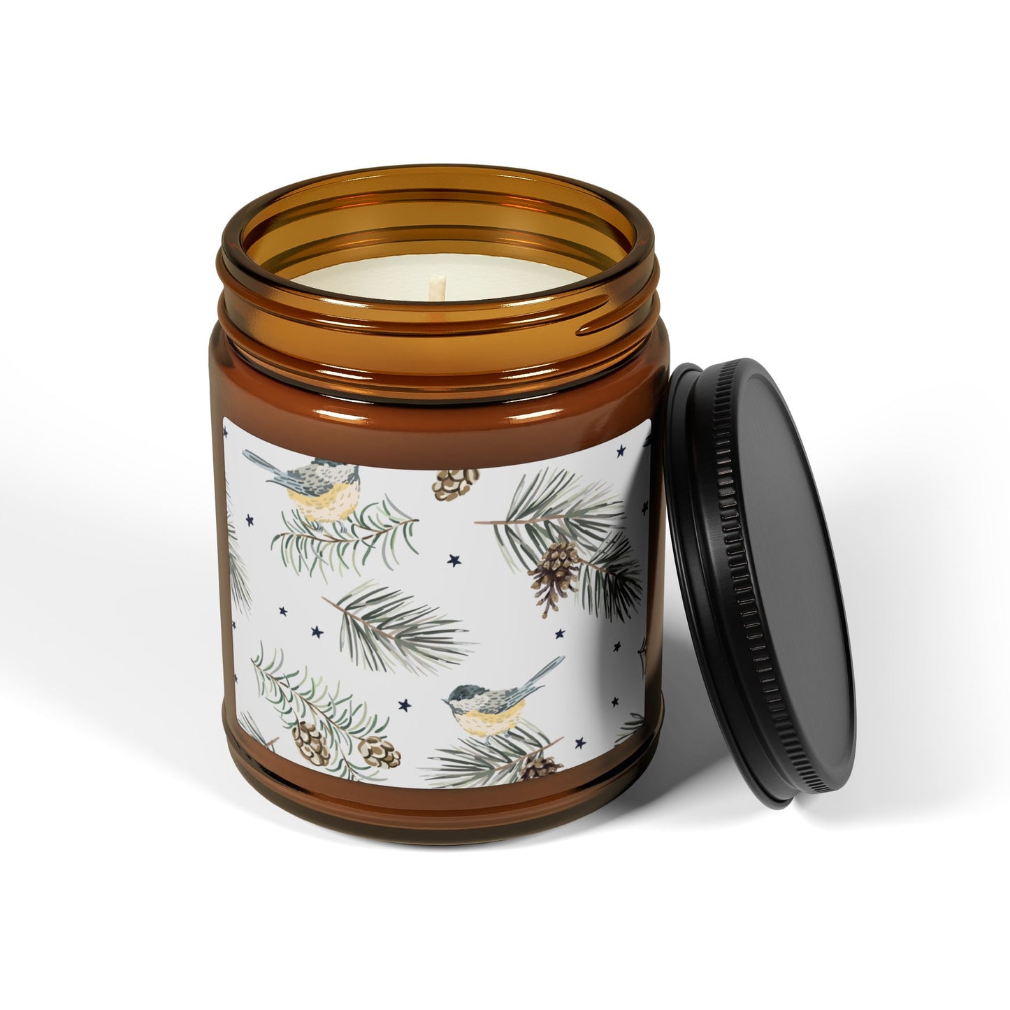 Soy Candle — Warm Geometric Amber Jar (Scented, Multi-Size)