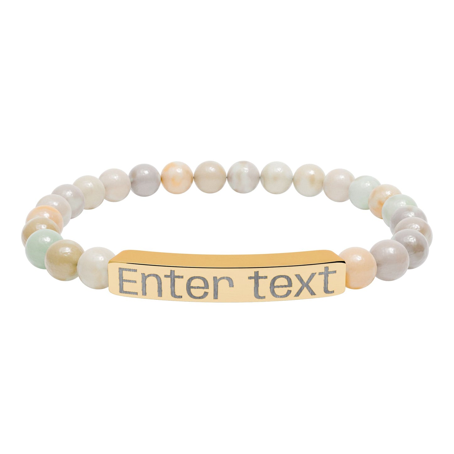 Engravable Natural Stone Bead Bracelet — Personalized Bar Bracelet