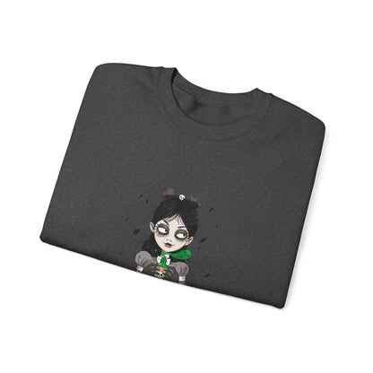 Dark Fairy Illustration Crewneck Sweatshirt, Cozy Streetwear, Unisex Gift, Fall Fashion, Halloween Apparel, Everyday Wear - MaisonThreadory
