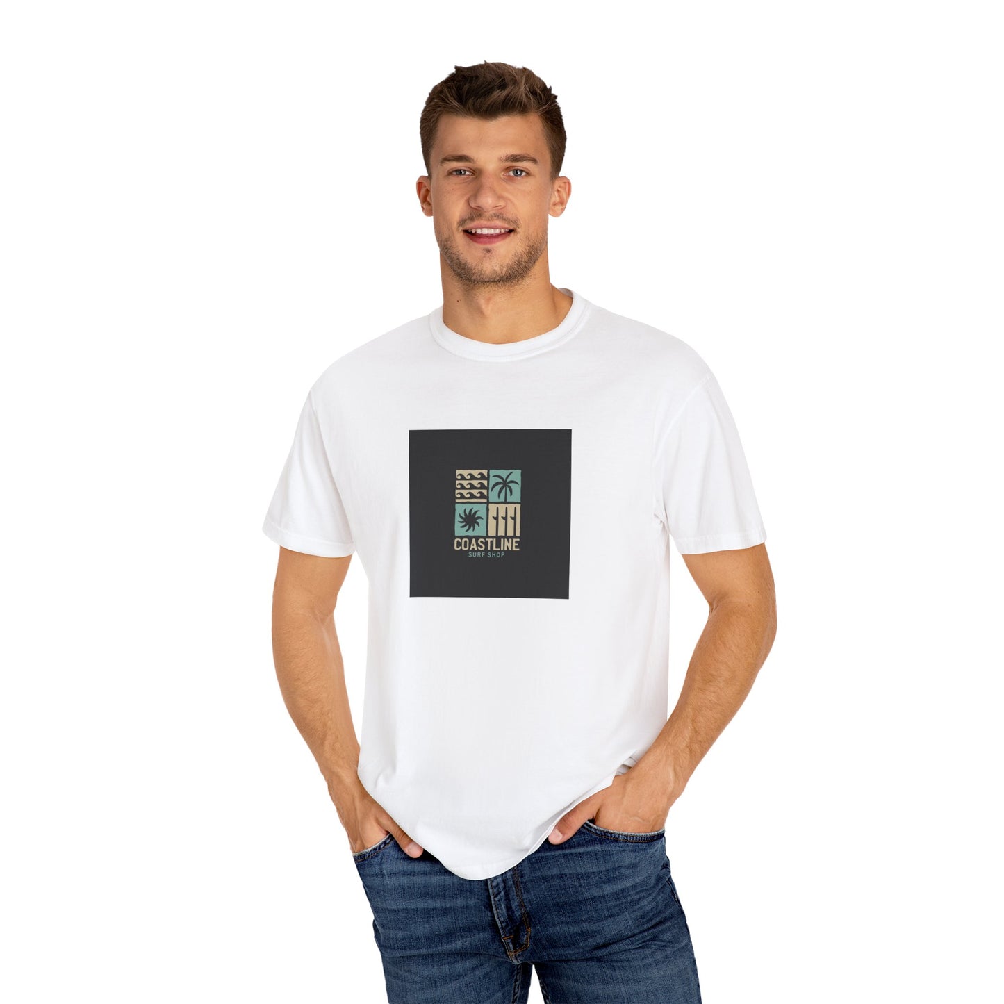 Coastline T-Shirt, Unisex Garment-Dyed Tee, Casual Summer Wear, Coastal Vibes, Beach Day Apparel, Vacation Essential - MaisonThreadory