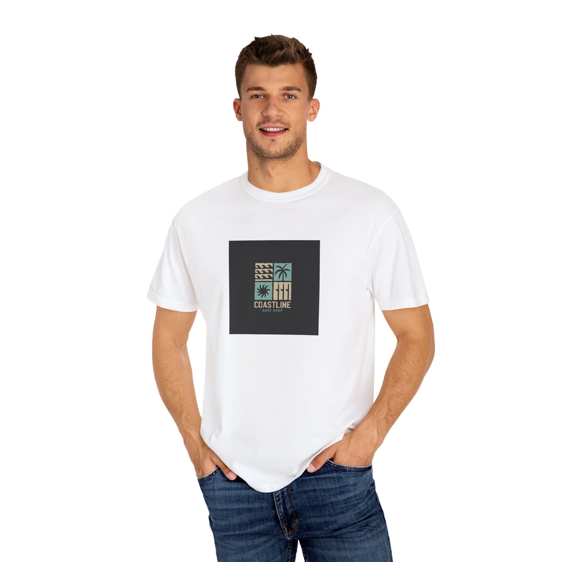 Coastline T-Shirt, Unisex Garment-Dyed Tee, Casual Summer Wear, Coastal Vibes, Beach Day Apparel, Vacation Essential - MaisonThreadory
