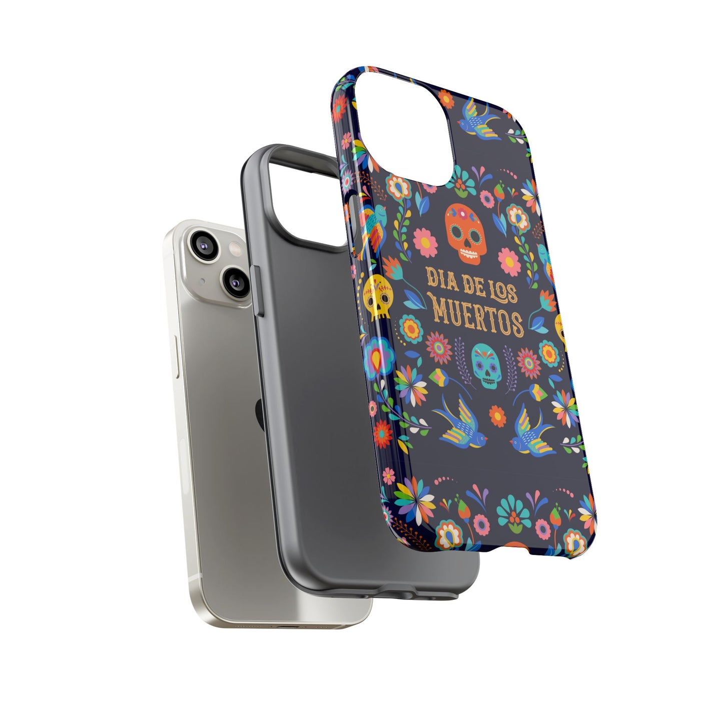 Colorful Dia de los Muertos Phone Case, Skull Design, Floral Phone Cover, Sugar Skull Accessories, Day of the Dead Gift